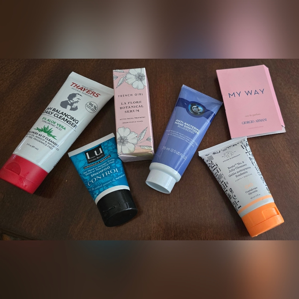 NWT French Girl La Flore Botanical Serum. Skincare Tubes, Hand Sanitizer 6pk